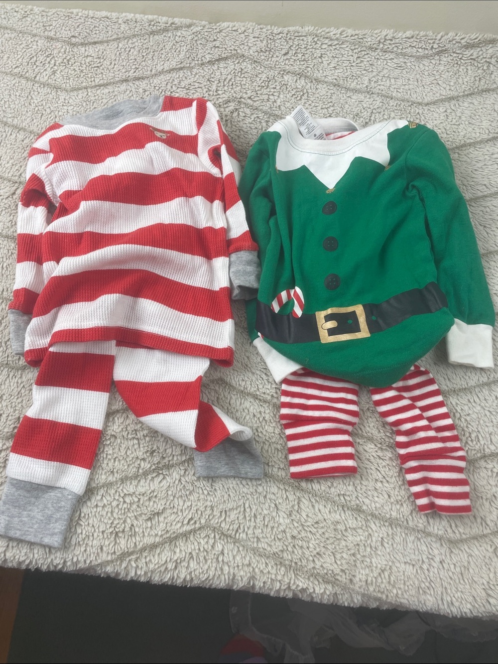 Christmas Pajamas Red Stripe Green Elf